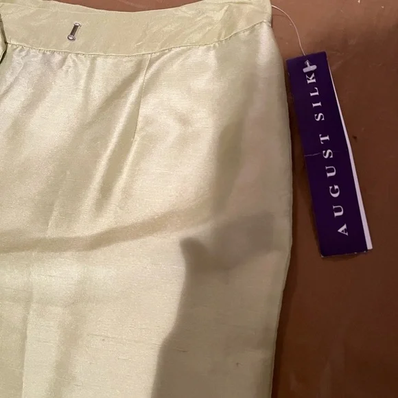 August Silk size 12 lime green / silk cropped tapered front zip pant NWT - Picture 4 of 11
